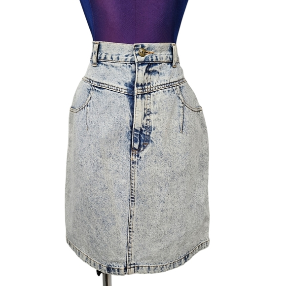 Vintage 80s Deb Acid Washed High Waist Denim Jean Skirt Size 11 Juniors P19‎ - Picture 3 of 12